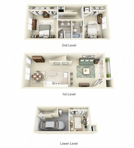 Floor plan for 2 beds, 2 baths, 1396 sqft